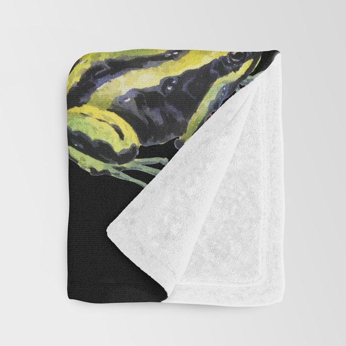 Tropical frogs and plant - black Throw Blanket Gallery Image 3