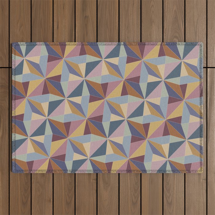 Kaleidoscope Tile Pattern II Cool Tone Pastel Outdoor Rug Gallery Image 1