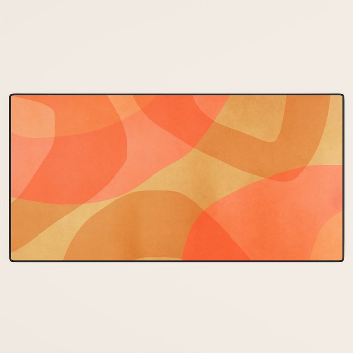 Amber Orange Abstract Flow Mid Century Layered Shapes Desk Mat Gallery Image 3