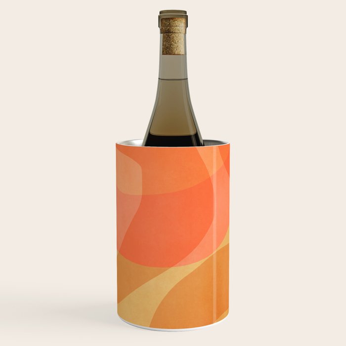 Amber Orange Abstract Flow Mid Century Layered Shapes Wine Chiller Gallery Image 2
