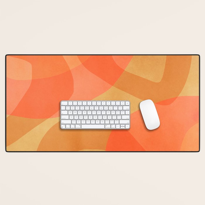 Amber Orange Abstract Flow Mid Century Layered Shapes Desk Mat Gallery Image 1