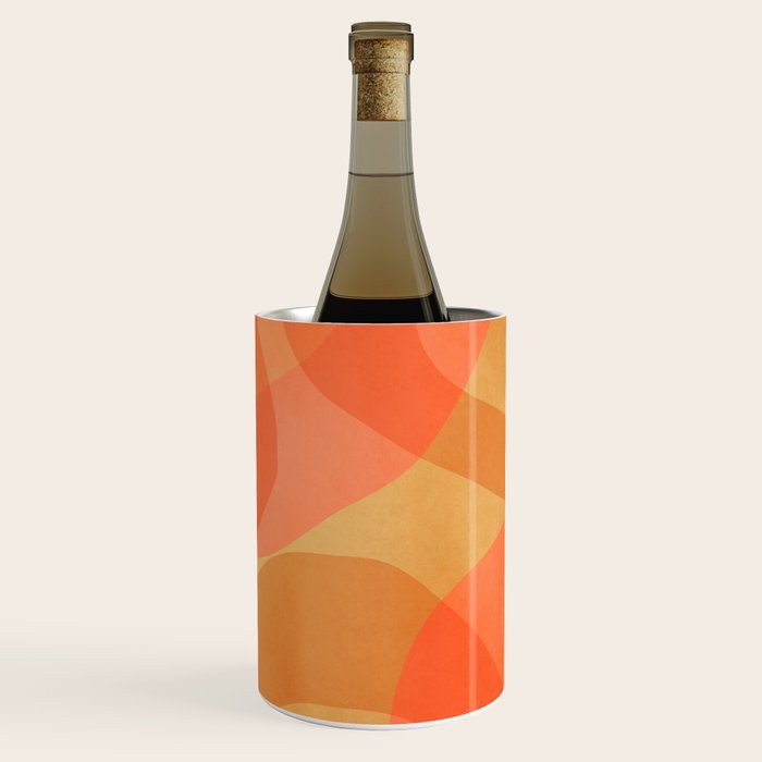 Amber Orange Abstract Flow Mid Century Layered Shapes Wine Chiller Gallery Image 1