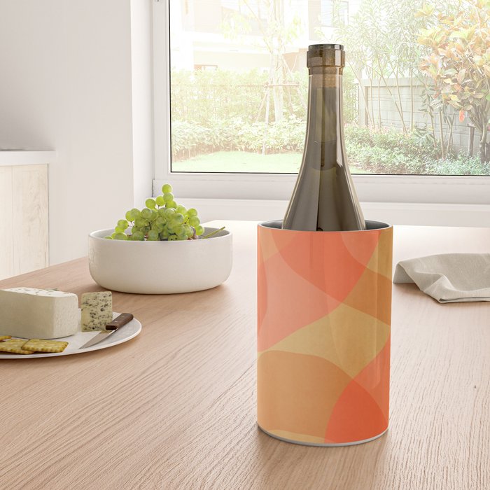 Amber Orange Abstract Flow Mid Century Layered Shapes Wine Chiller Gallery Image 4