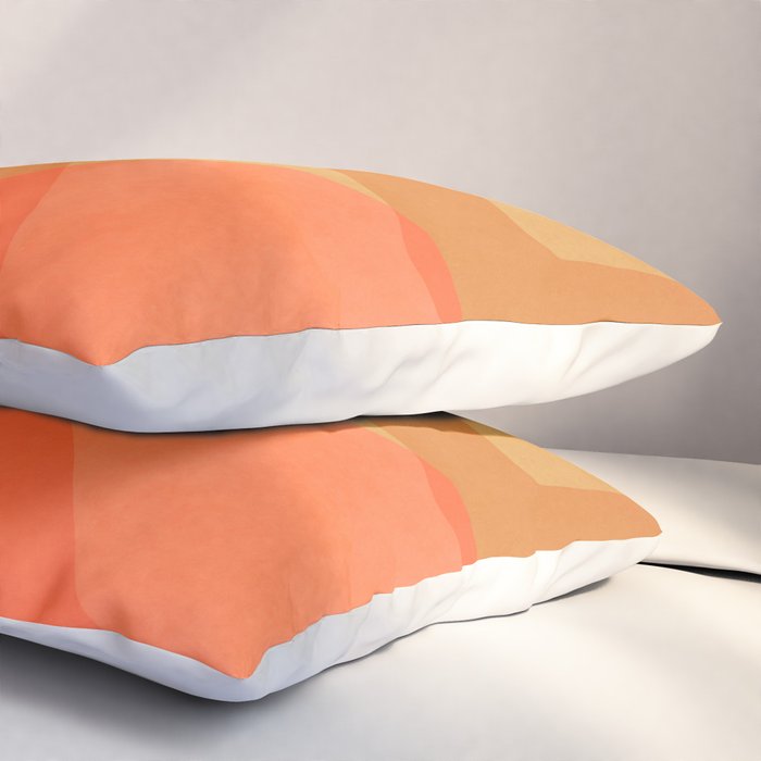 Amber Orange Abstract Flow Mid Century Layered Shapes Pillow Sham Gallery Image 3
