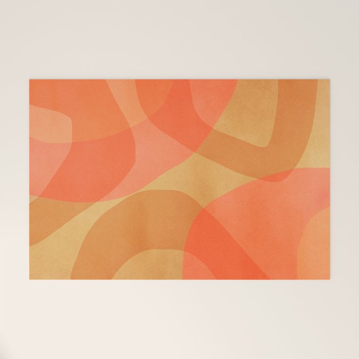 Amber Orange Abstract Flow Mid Century Layered Shapes Welcome Mat Gallery Image 1