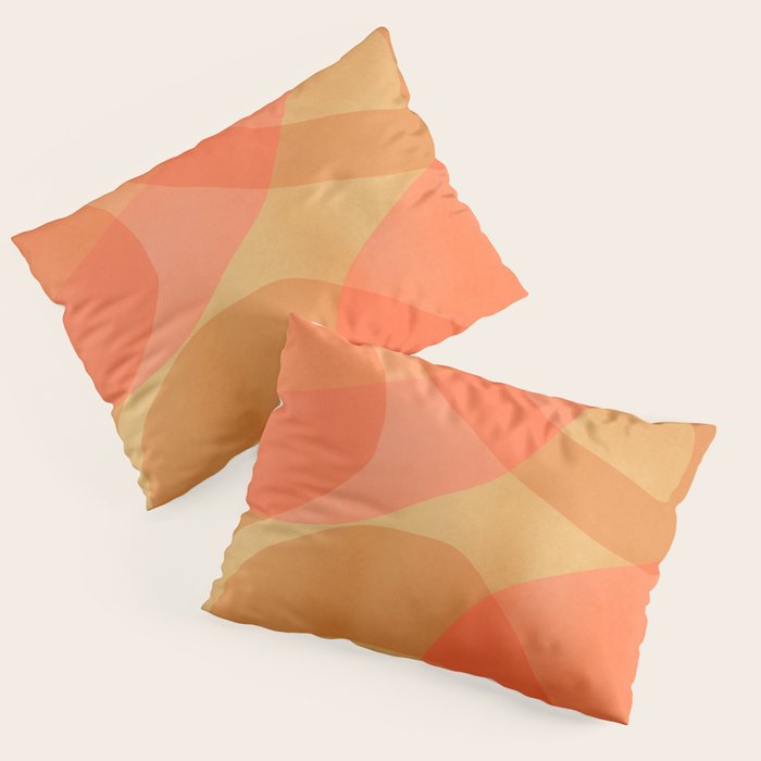 Amber Orange Abstract Flow Mid Century Layered Shapes Pillow Sham Gallery Image 1