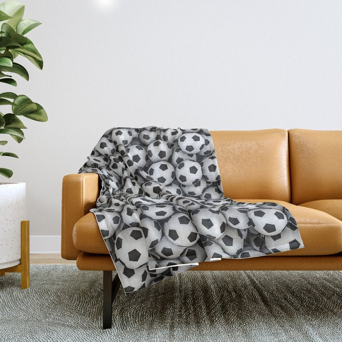Soccer balls Throw Blanket Gallery Image 1