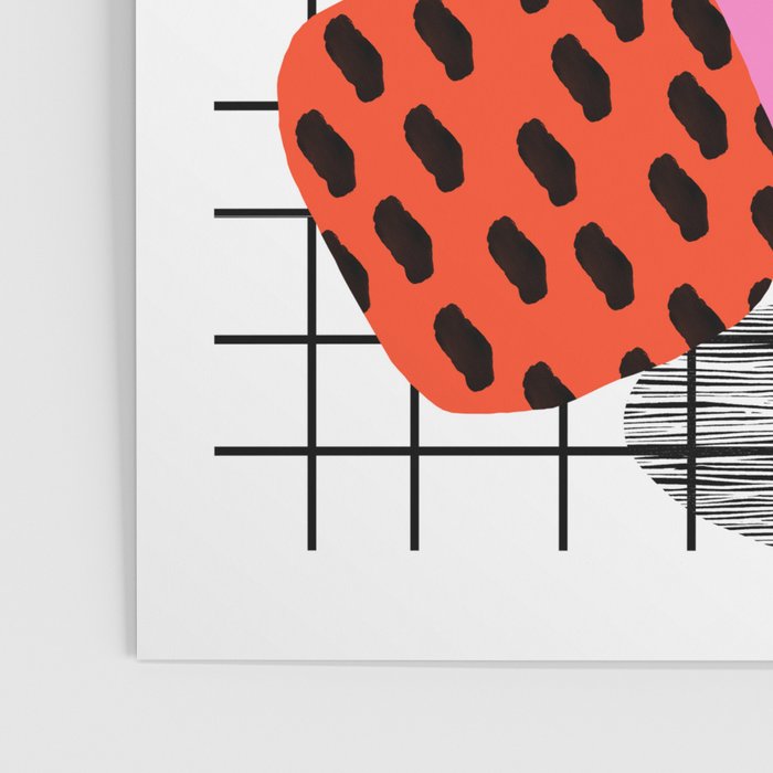 Posse - 1980's style throwback retro neon grid pattern shapes 80's memphis design neon pop art Poster Gallery Image 3