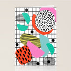 Posse - 1980's style throwback retro neon grid pattern shapes 80's memphis design neon pop art Stationery Card Gallery Image 2