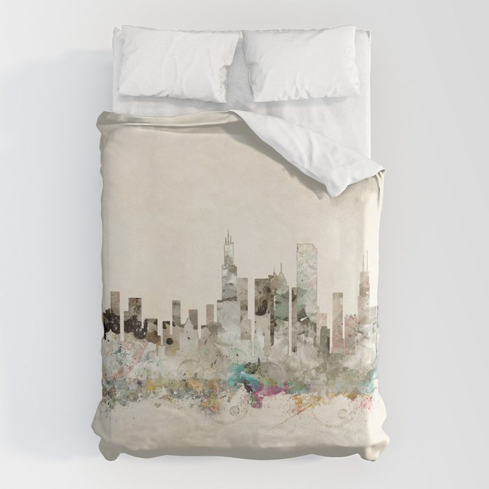 chicago city skyline Duvet Cover Gallery Image 1