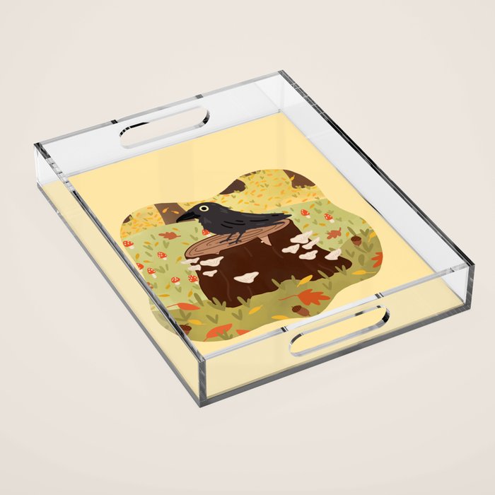 Woodland Crow Acrylic Tray Gallery Image 1