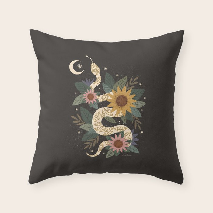 Year of the Snake 2025 - Black Throw Pillow Gallery Image 6