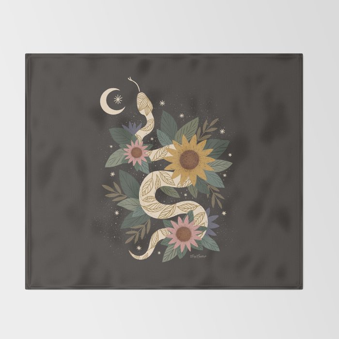 Year of the Snake 2025 - Black Throw Blanket Gallery Image 2