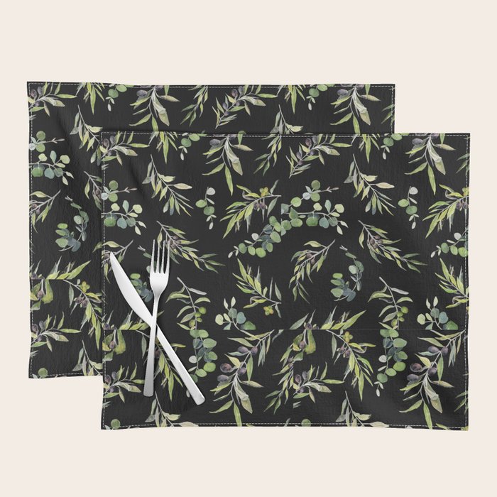 Eucalyptus and Olive Pattern  Placemat Gallery Image 1