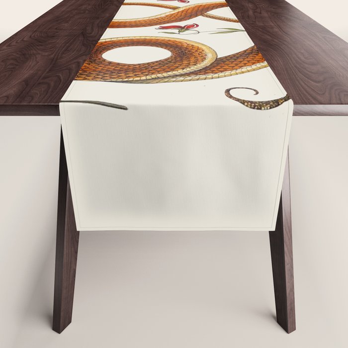 Albertus Seba Snakes Flowers Engraving ii Table Runner Gallery Image 1