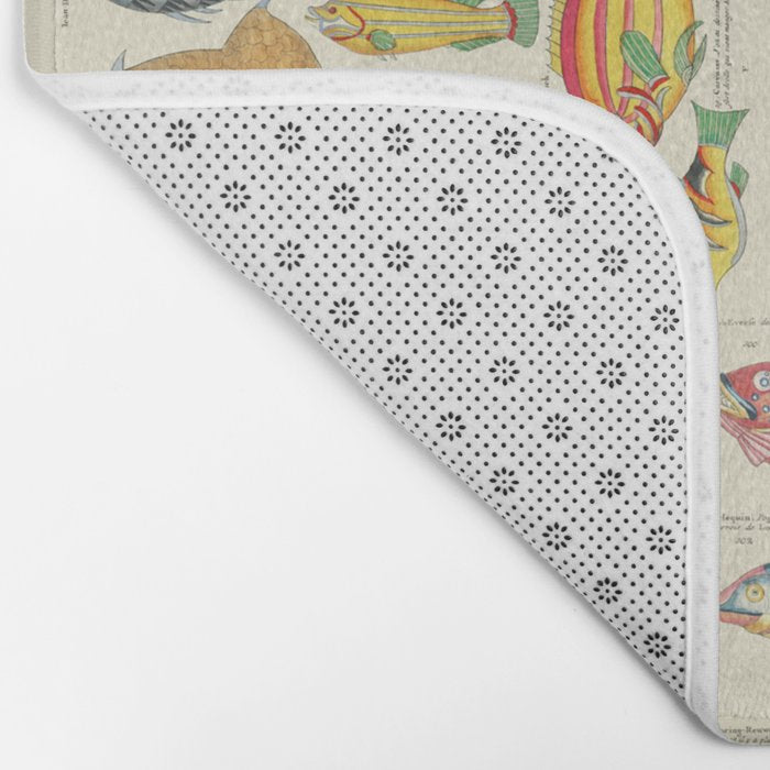 Multicolor  Vintage Fish And Sea Life Illustration Bath Mat Gallery Image 2