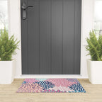 Festive, Floral Prints, Pink and Navy Blue Welcome Mat Gallery Image 3