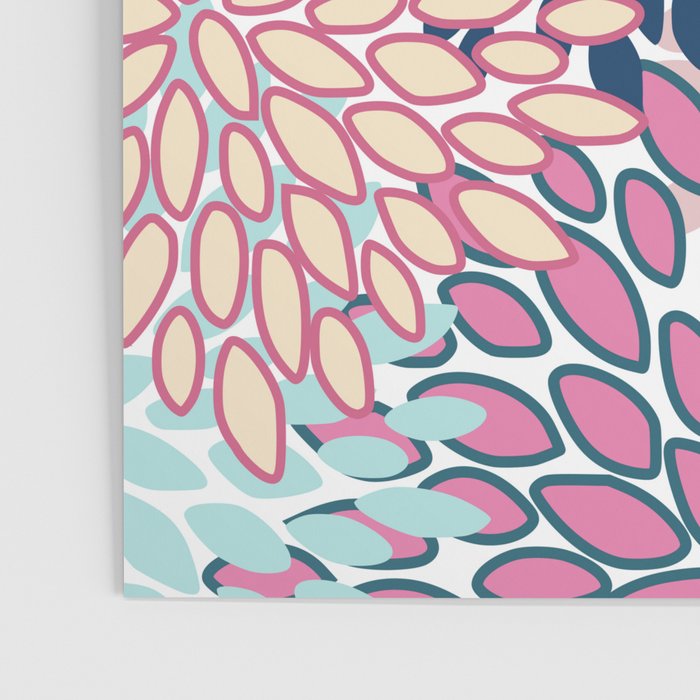 Festive, Floral Prints, Pink and Navy Blue Poster Gallery Image 3