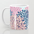 Festive, Floral Prints, Pink and Navy Blue Coffee Mug Gallery Image 3