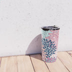 Festive, Floral Prints, Pink and Navy Blue Travel Mug Gallery Image 4