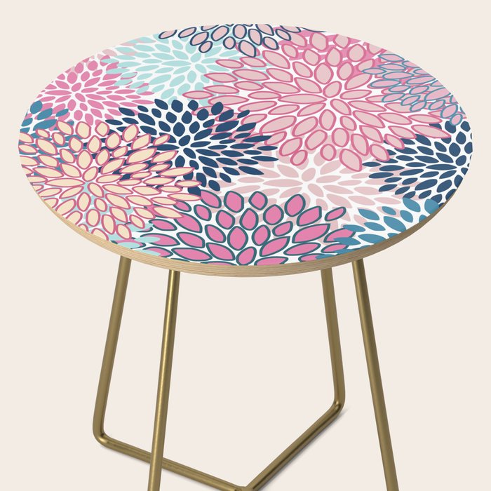 Festive, Floral Prints, Pink and Navy Blue Side Table Gallery Image 2