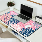 Festive, Floral Prints, Pink and Navy Blue Desk Mat Gallery Image 2