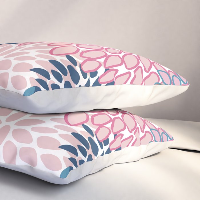 Festive, Floral Prints, Pink and Navy Blue Pillow Sham Gallery Image 3