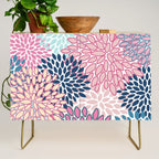 Festive, Floral Prints, Pink and Navy Blue Credenza Gallery Image 1