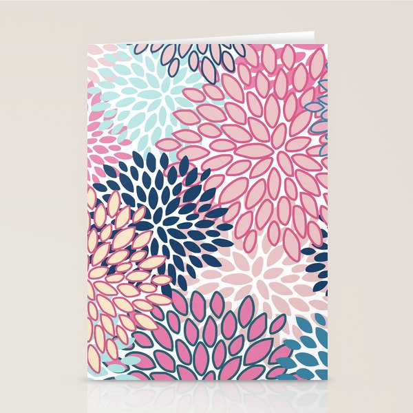 Festive, Floral Prints, Pink and Navy Blue Stationery Card Gallery Image 2