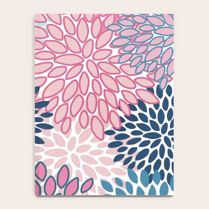 Festive, Floral Prints, Pink and Navy Blue Notebook Gallery Image 4