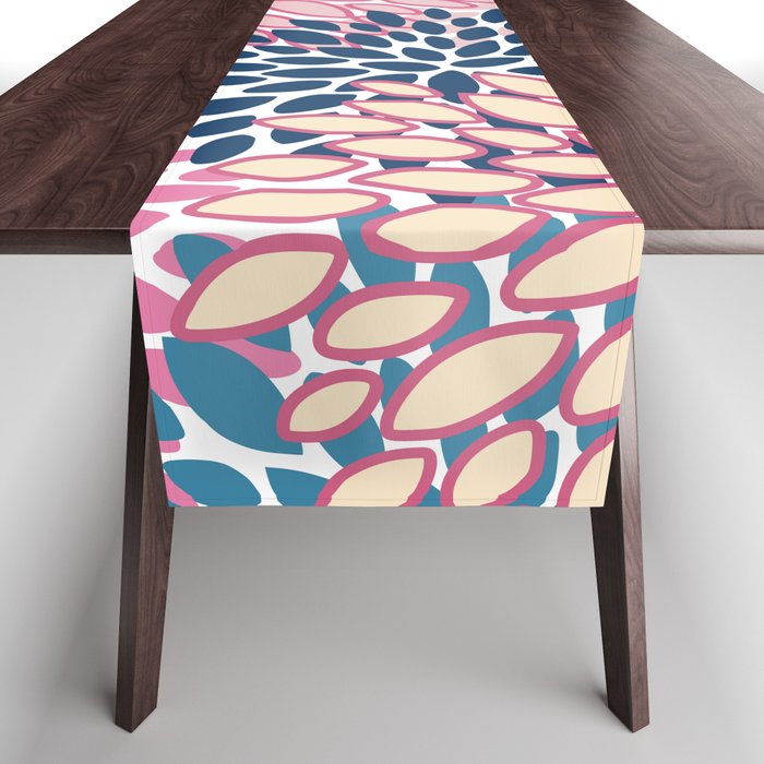 Festive, Floral Prints, Pink and Navy Blue Table Runner Gallery Image 1
