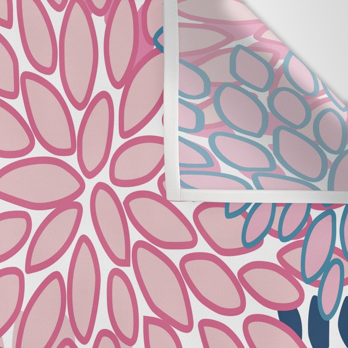 Festive, Floral Prints, Pink and Navy Blue Wall Tapestry Gallery Image 3