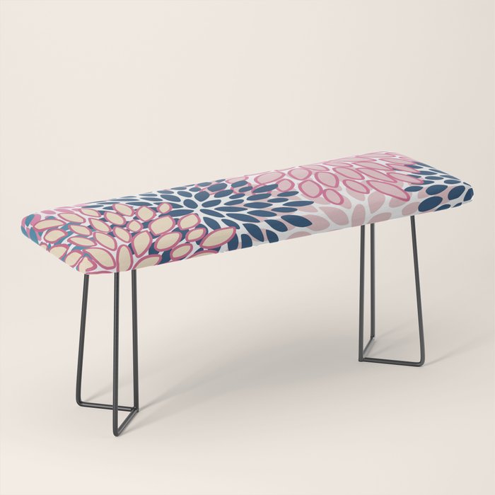 Festive, Floral Prints, Pink and Navy Blue Bench Gallery Image 1