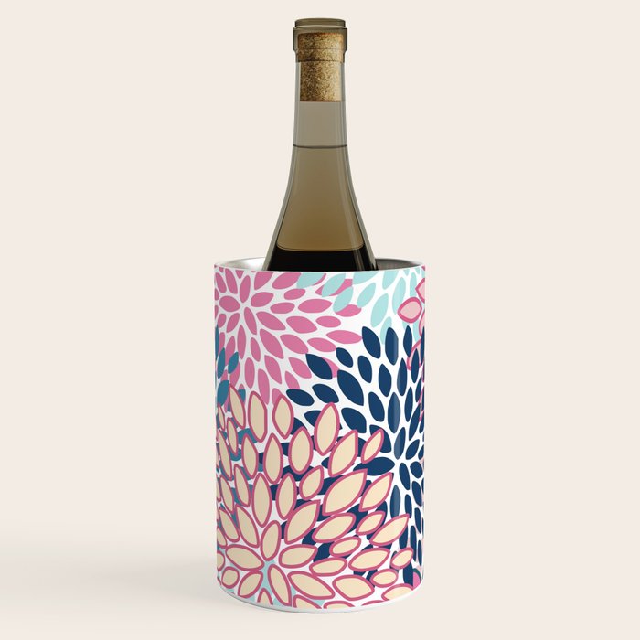 Festive, Floral Prints, Pink and Navy Blue Wine Chiller Gallery Image 2