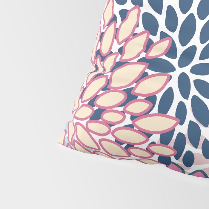 Festive, Floral Prints, Pink and Navy Blue Pillow Sham Gallery Image 4