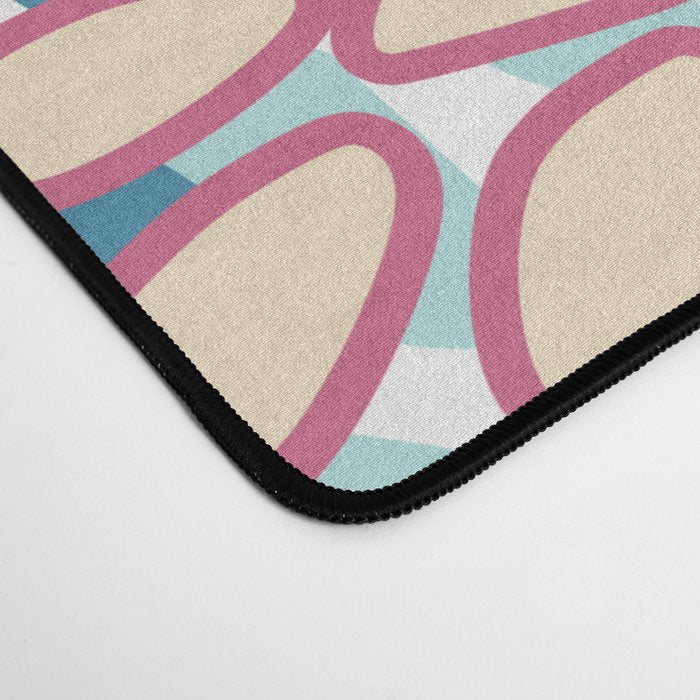 Festive, Floral Prints, Pink and Navy Blue Desk Mat Gallery Image 4
