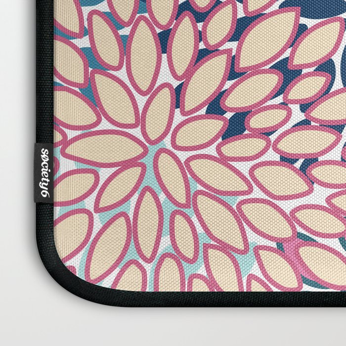 Festive, Floral Prints, Pink and Navy Blue Laptop Sleeve Gallery Image 3