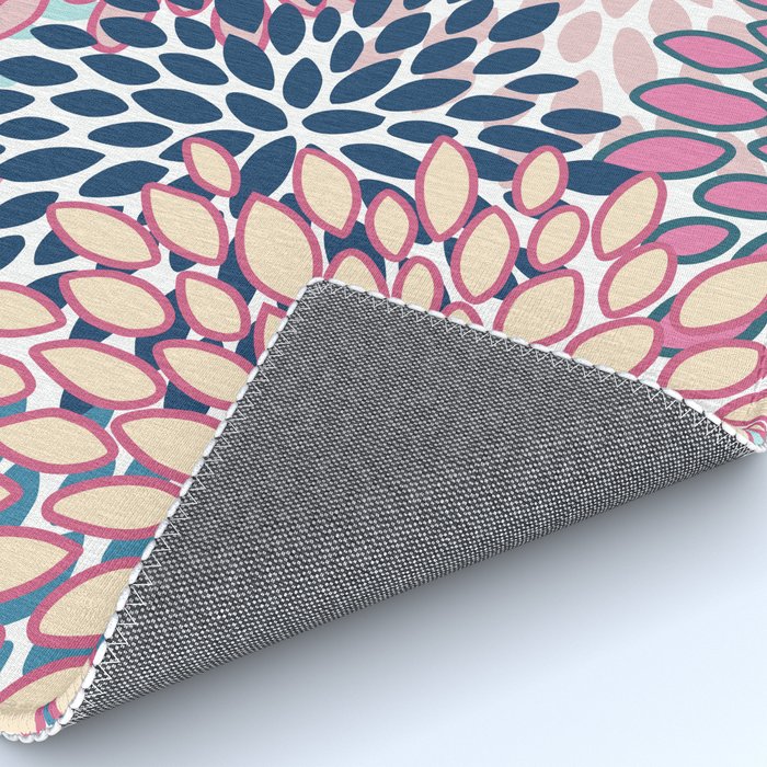 Festive, Floral Prints, Pink and Navy Blue Rug Gallery Image 4