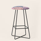Festive, Floral Prints, Pink and Navy Blue Stool Gallery Image 1