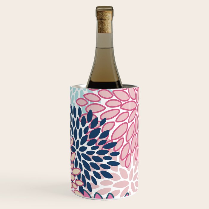 Festive, Floral Prints, Pink and Navy Blue Wine Chiller Gallery Image 1