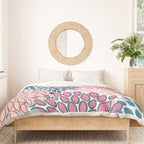 Festive, Floral Prints, Pink and Navy Blue Duvet Cover Gallery Image 3