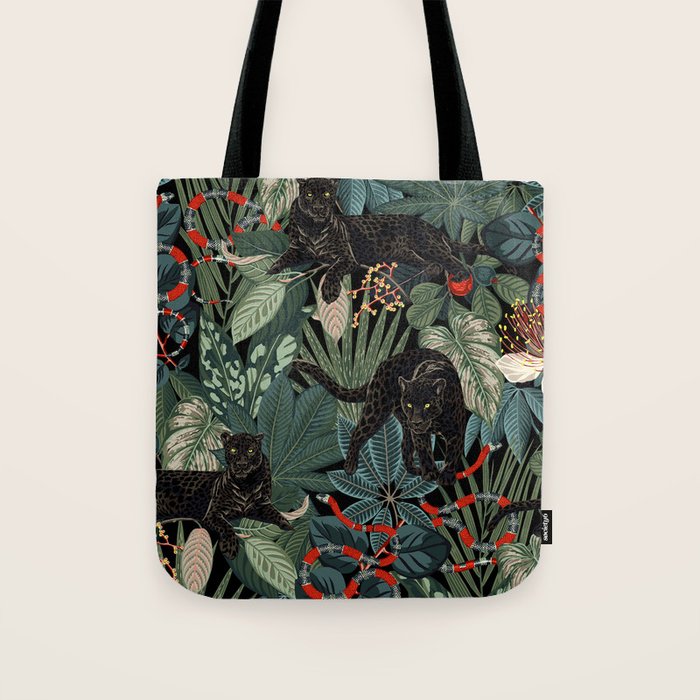 Tropical Black Panther Tote Bag Gallery Image 1