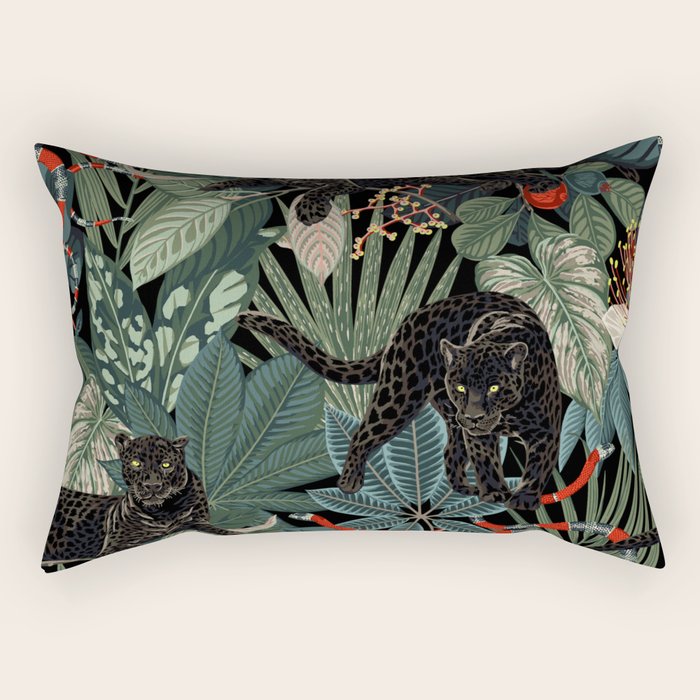Tropical Black Panther Rectangular Pillow Gallery Image 1