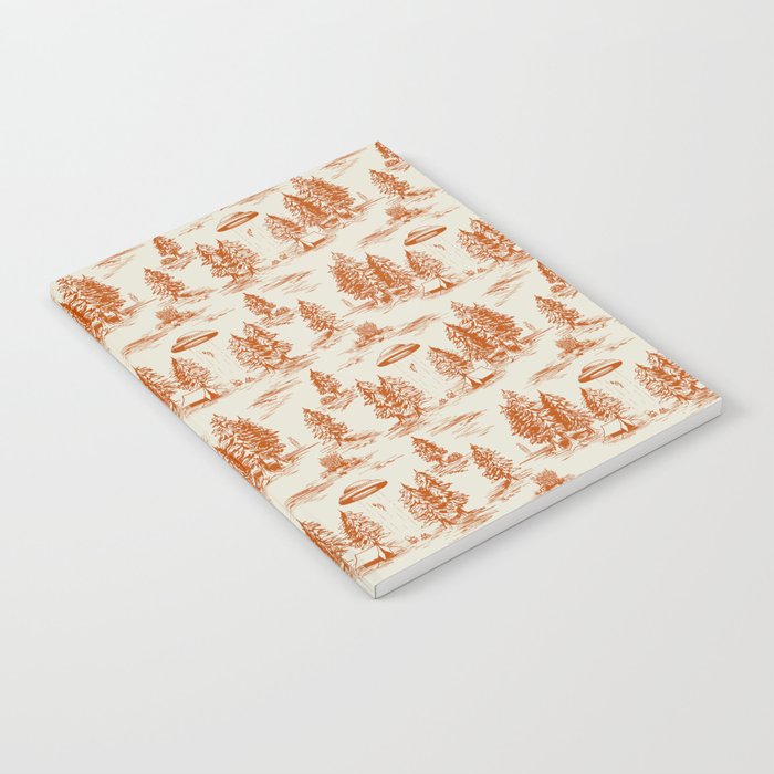 Orange Alien Abduction Toile De Jouy Pattern Notebook Gallery Image 2