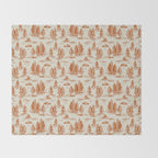 Orange Alien Abduction Toile De Jouy Pattern Throw Blanket Gallery Image 2