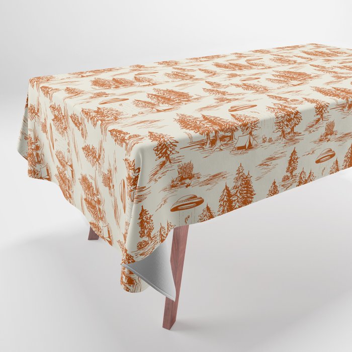 Orange Alien Abduction Toile De Jouy Pattern Tablecloth Gallery Image 1