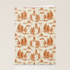 Orange Alien Abduction Toile De Jouy Pattern Stationery Card Gallery Image 2