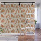 Orange Alien Abduction Toile De Jouy Pattern Wall Mural Gallery Image 1