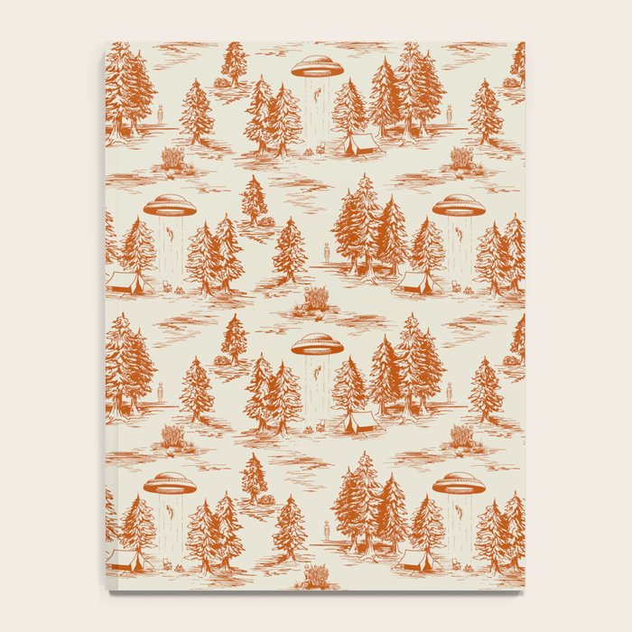Orange Alien Abduction Toile De Jouy Pattern Notebook Gallery Image 4