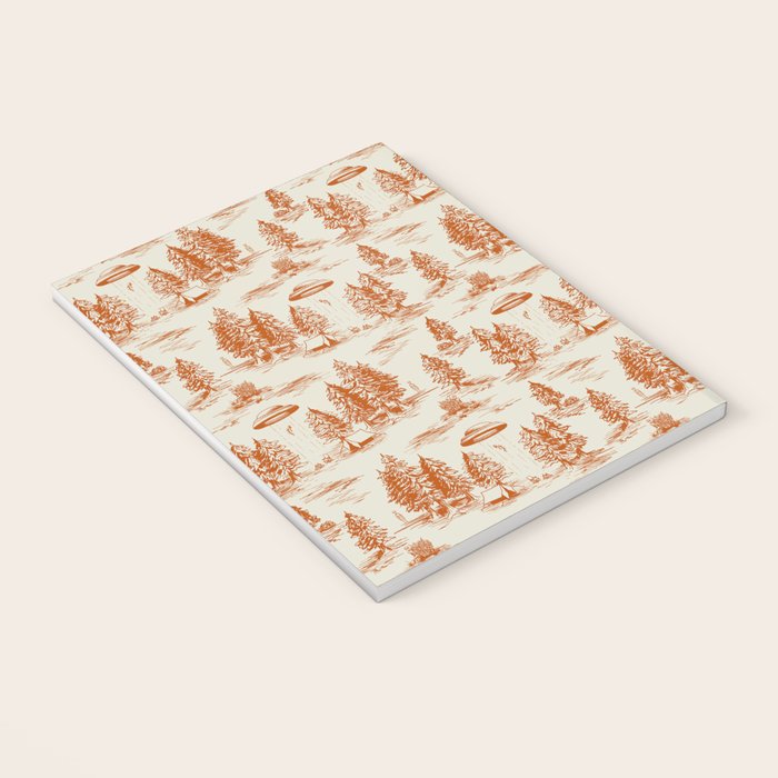 Orange Alien Abduction Toile De Jouy Pattern Notebook Gallery Image 3